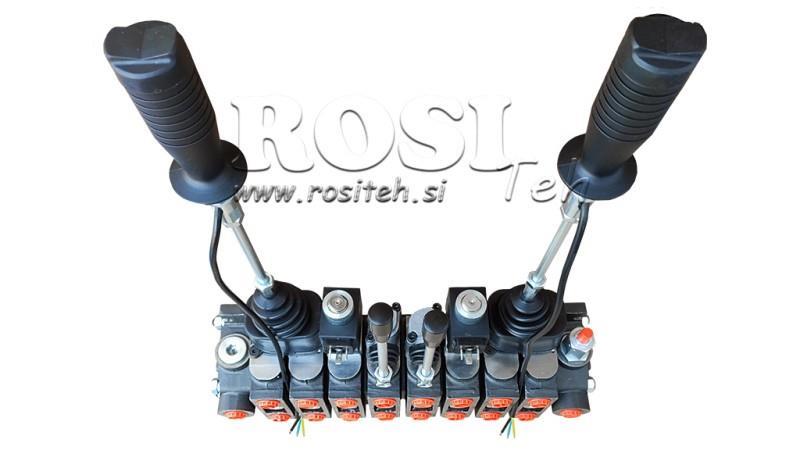 HYDRAULISK VENTIL HIAB 8xPC70   2x JOYSTICK - ELEKTRISK KONTROL 12V