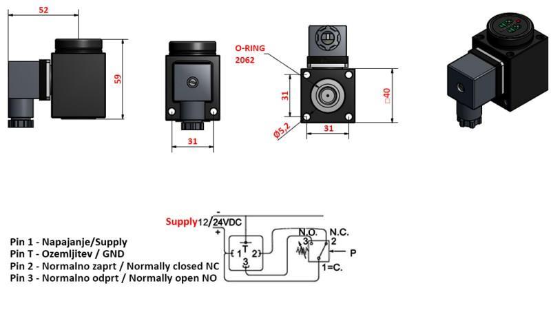 ELEKTRONISK TRYKSWITCH KL55 0-200 BAR (MAX.500BAR)