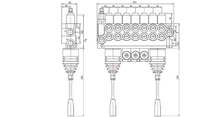 HID. VENTIL 7xP40   2x JOYSTICK
