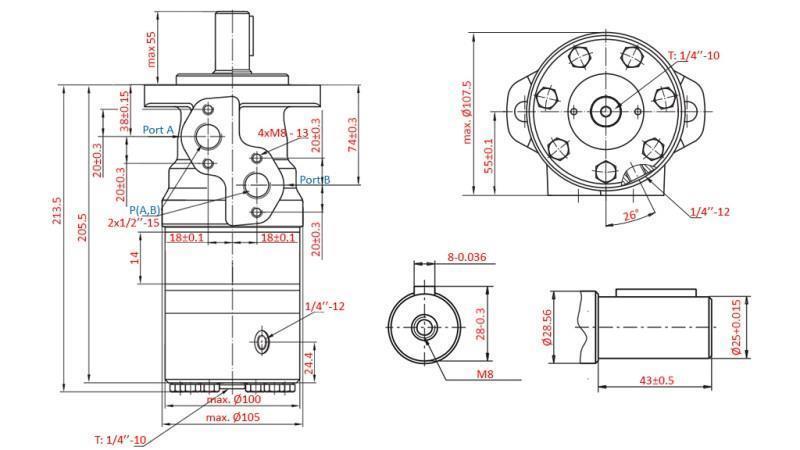 HYDROMOTOR B/MR 80 - MED BREMSER