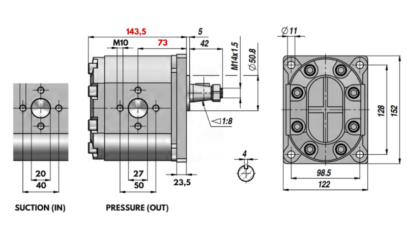 HYDRAULISK PUMPE GR.3 43 CC HØJRE - PRIROBNICER