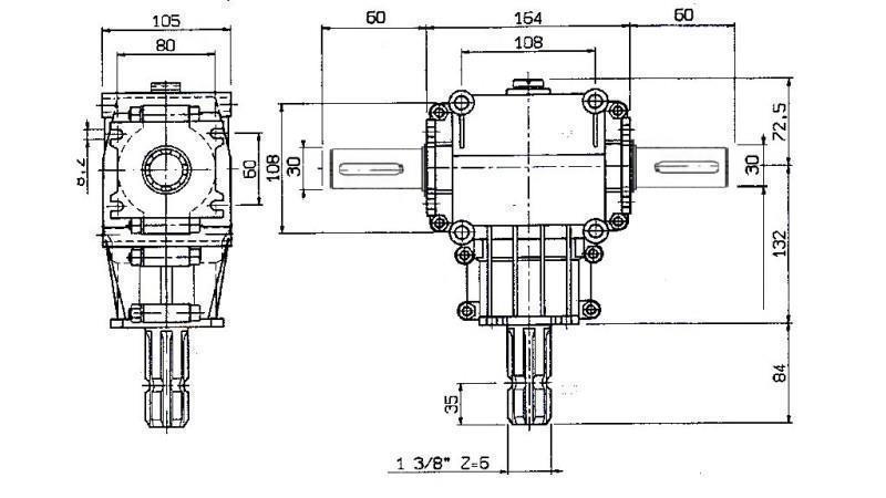WINKELGETRIEBE PTO-R22T 1:2 (23HP-17kW)