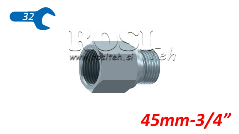 HYDRAULISK ADAPTER FORLÆNGET HAN-HUN 3/4