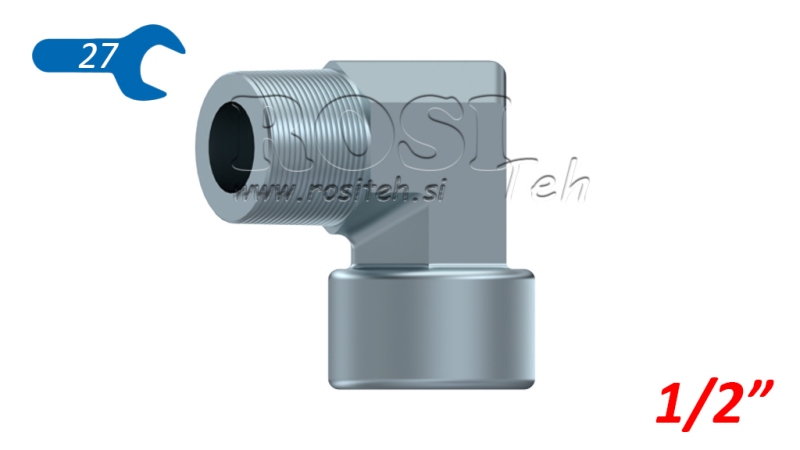 HYDRAULISCHER ANSCHLUSS KNIE 90° MÄNNLICH-WEIBLICH 1/2