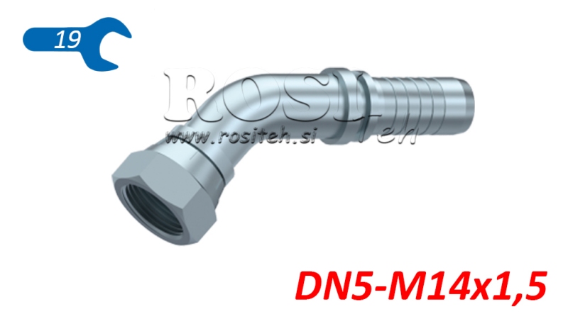 HYDRAULISK FORBINDELSE BSP HUN ELBOW 45° DN5-M14X1,5