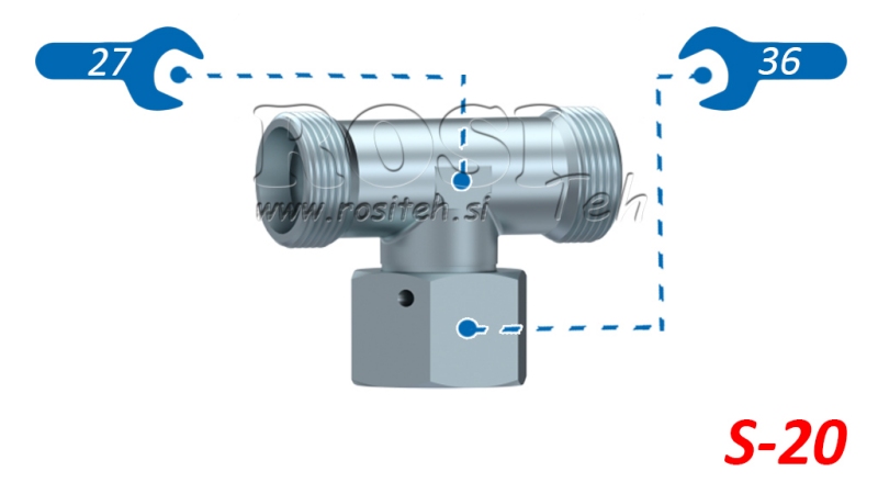 HIDRAVLIČNI T KOM S-20 Z VRTLJIVO MATICO CENTRALNO M30x2