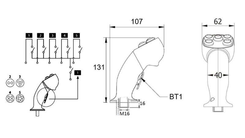FERNSTEUERUNG HEBEL ROSI- JOYSTICK - 3 TASTEN + ZUSATZTASTE