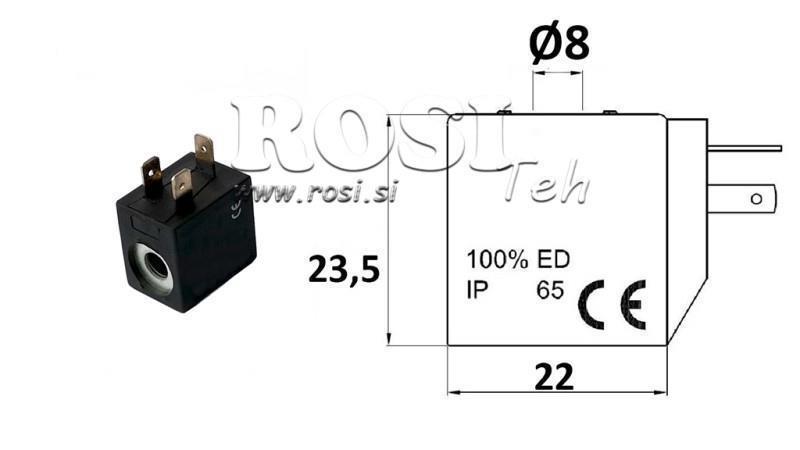 ELEKTROMAGNETISCHE SPULE 12VDC FÜR VENTIL - fi 8mm-23,5mm 2,8W