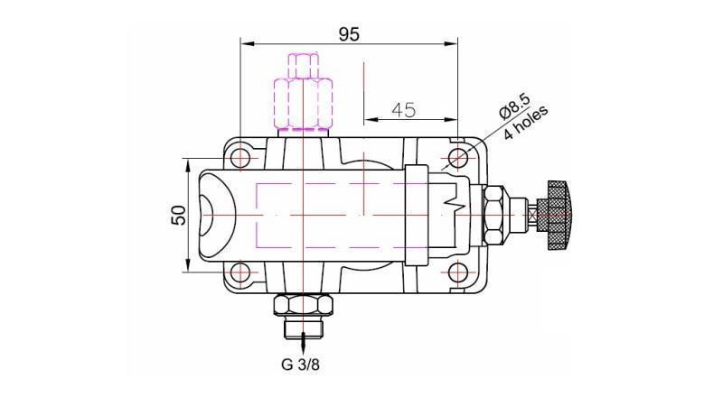 HÅNDPUMPE 45CC -SD- ENKEL RETNING - dimensioner