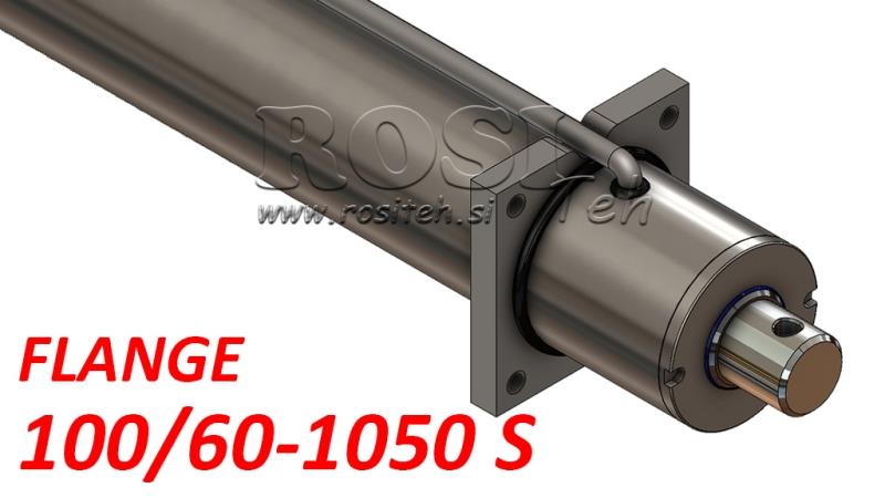 hydraulischer Zylinder mit Montageplatte und Rohren 100/60-1050