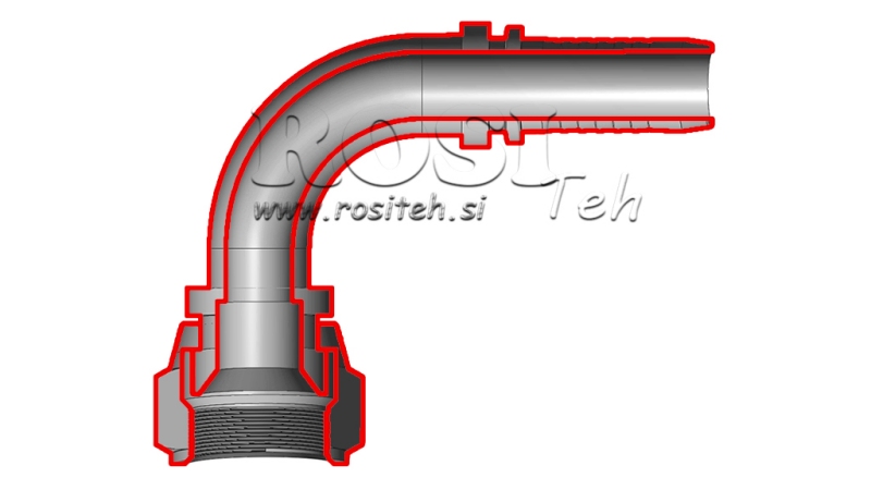 HYDRAULISK FORBINDELSE DKJ JIC74° HUN ELBUE 90° DN6-7/16-20