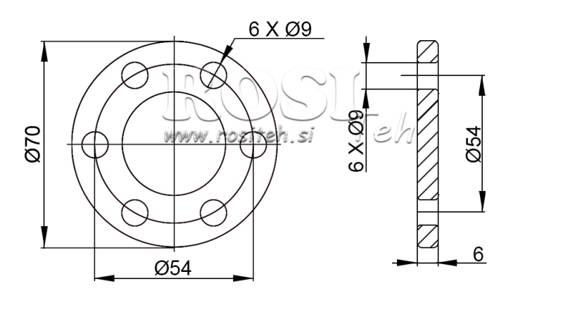 P.T.O. ADAPTER MED FLANGE 6 HUL 1 3/8