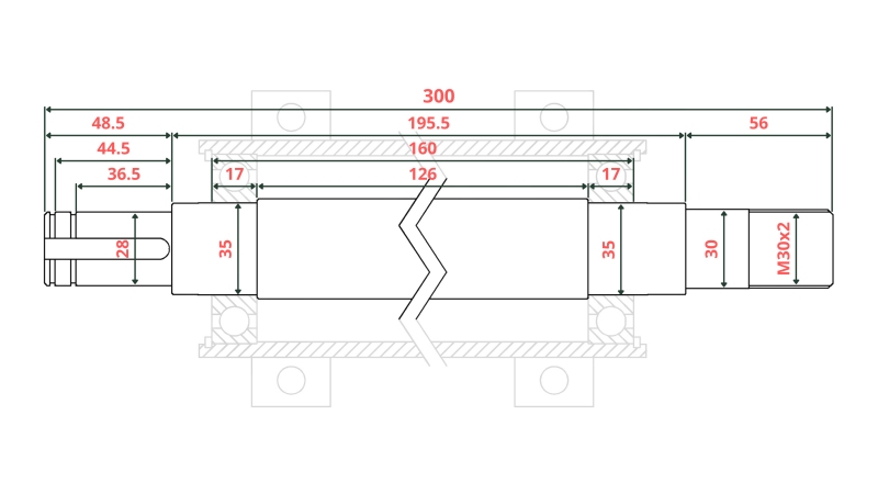 STØBEJERNS CIRKELSAVAKSEL 300MM (VENSTRE GEVIND)