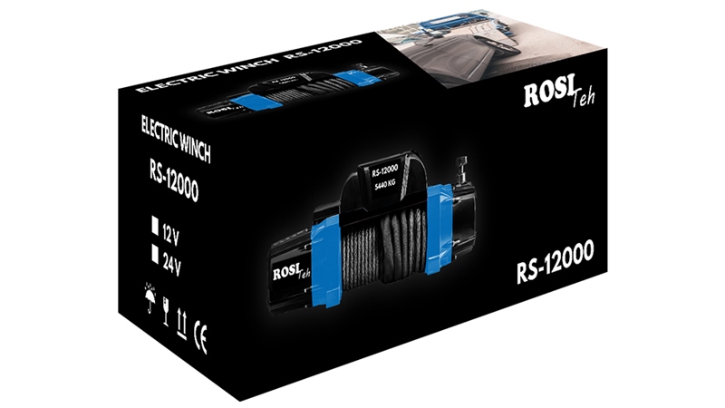 12 V ELEKTRISCHE SEILWINDE RS-12000 - 5440 kg - SYNTHETISCHES SEIL - ECO