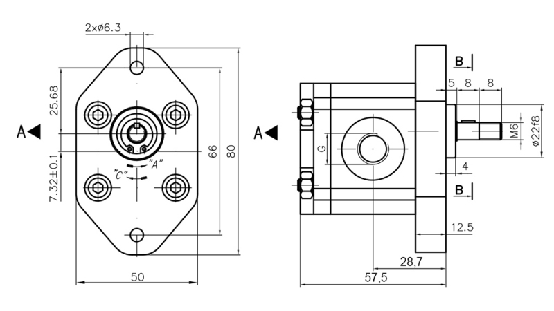 HYDRAULIKKPUMPE 00A0.5X032 GR.0 - 0,5cc - VENSTRE