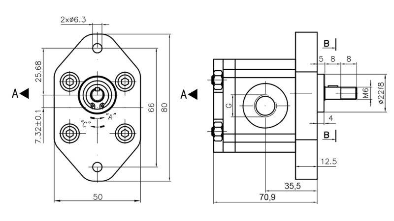 HYDRAULIKKPUMPE 00A2X032 GR.0 - 2cc - VENSTRE