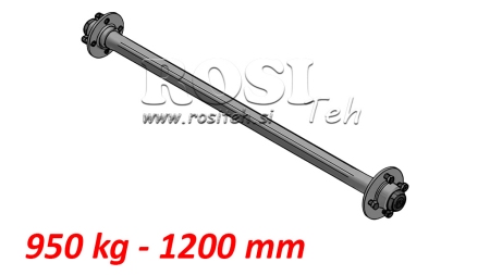 ACHSE FÜR ANHÄNGER 950 kg OHNE BREMSEN ( 1200 mm )