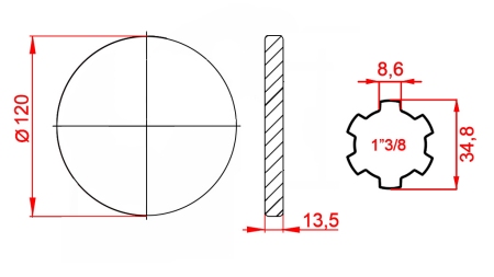 ZAPFWELLEN ANSATZ MIT FLANSCH 1 3/8