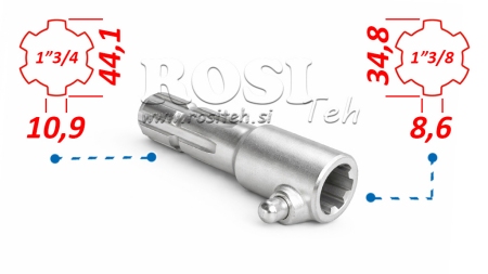 P.T.O. ADAPTER MED PIN fra 1”3/8 til 1”3/4