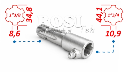 P.T.O. ADAPTER MED PIN fra 1”3/4 til 1”3/8