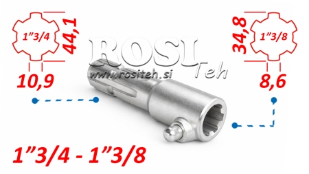 KARDANSKI NASTAVEK Z ZATIČEM iz 1-3/8  na 1-3/4 (165 mm)