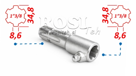 P.T.O. ADAPTER MED PIN fra 1”3/8 til 1”3/8