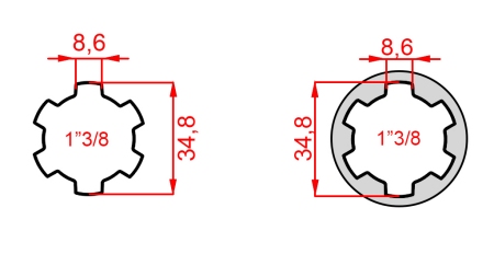 ΑΝΤΑΠΤΟΡΑΣ ΚΑΡΝΤΑΝ ΜΕ ΠΕΙΡΟ ΑΠΟ 1-3/8 ΣΕ 1-3/8 (150 mm)