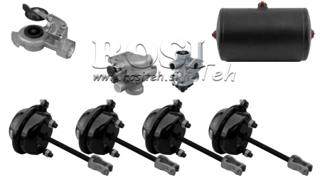 SÆT AF LUFTBREMSER TIL TRAILER KOMPLET ENKELKRETS SYSTEM 4 CYLINDRE