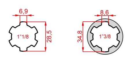 ZAPFWELLENADAPTER VON 1-1/8 AUF 1-3/8 (140 mm)