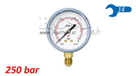 MANOMETER DN63 VERTICAL 0 - 250 BAR - 1/4