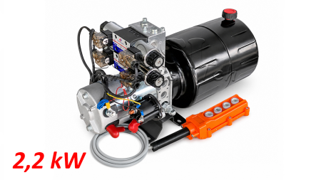 MINI HIDRAULIČNI AGREGAT 24V DC - 2,2kW = 2,1cc - 8 lit - 2x dvosmjerni sklop (kovinski)