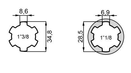 P.T.O. ADAPTER van 1”3/8 naar 1”1/8