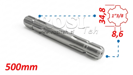P.T.O. ADAPTER 13/8 DOBBELTSIDET L=500