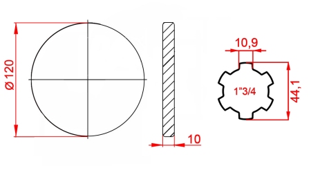 KARDAN ADAPTER MET FLENS 1-3/4 (120 mm)
