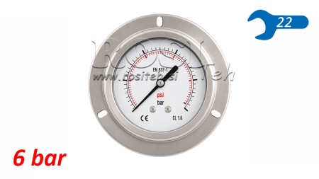 MANOMETER DN100 REAR 0 - 6 BAR - 1/2