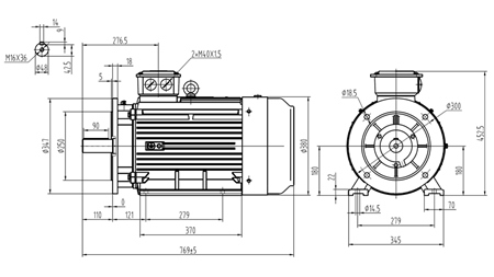 22kW-ELEKTROMOTOR Y3 180L-4_1470umd 3Phas Beine+Flansch-B3B5