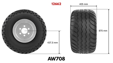 400/60-15,5 ANHÄNGERREIFEN AW708 (16 PR) MIT FELGE 13,00 x 15,5
