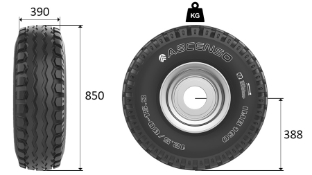15.0/55-17 ANHÄNGERREIFE AW909 14pl MIT FELGE 13,00X17