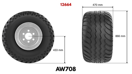 19,0/45-17 ANHÄNGERREIFEN AW708 (14 PR) MIT FELGE 16,00 x 17