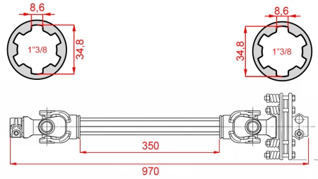 EJE CARDÁN ECO 970mm 70-110HP CON EMBRAGUE DE FRICCIÓN