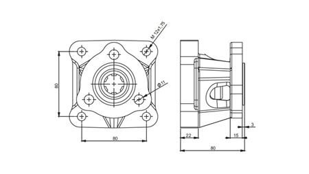 Dimensioner 3X4 ADAPTER TIL JERN PUMPE