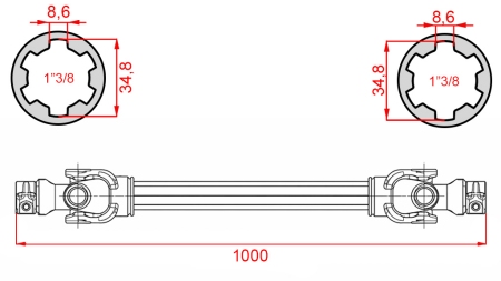 CE GECERTIFICEERDE KARDANAS PROFI LINE CAT.8 LENGTE 1000mm