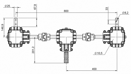 GIRKASSESETT MED SIKKERHETSSYSTEM 1:1,44 (27HP-20kW) FOR GJØDSELSPREDER L:800 - ALU