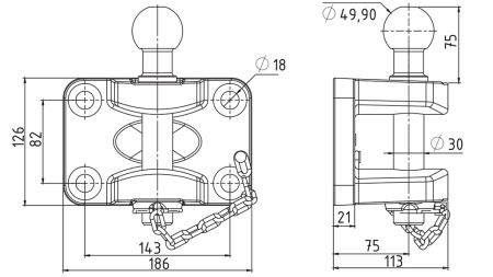 MONTAGEKUPPLUNG MIT KUGEL FÜR ANHÄNGER