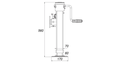 GANGSTØTTEBEN MED FLANGE 300mm - 3.000kg