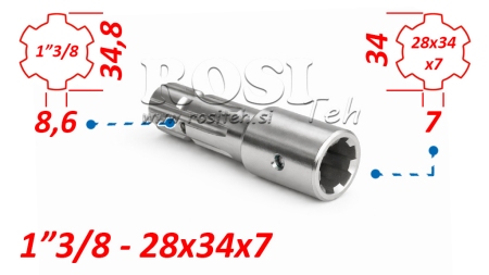 KARDANSKI NASTAVEK iz 28x34x7 (6 zob) na 1-3/8 (145 mm)