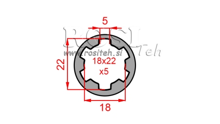 KARDANSKI NASTAVEK PUŠA 18x22x5 (6 zob) (50 mm)