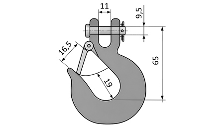 HAKEN MIT SICHERHEITSKLAPPE - 1000 KG