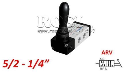 PNEUMATISK HÅNDVENTIL 5/2 1/4 PRT-0852-ARV RETUR MED FJEDER