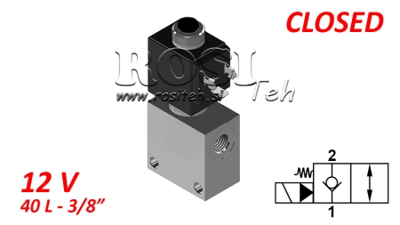 2 wegeventil 3/8 (NC) 12V - 40lit